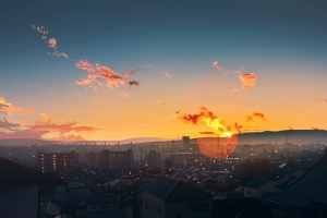 天空 夕阳 插画风景4k动漫壁纸3840x2160