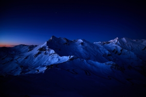 夜晚,星星,雪山风景图片