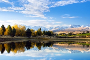 新西兰秘密山湖倒影风景4096x2160桌面壁纸