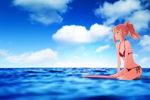 Saber In Sea 海上比基尼美女4K动漫壁纸