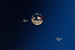 简约蓝色中秋国庆创意海报矢量背景