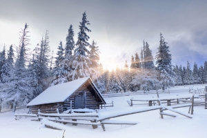 中式雪天冬至节气背景素材