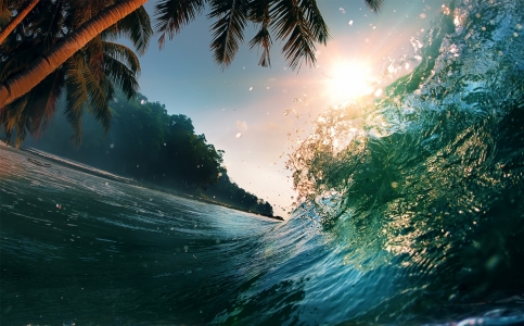 美丽日落 海波 4k风景壁纸图片