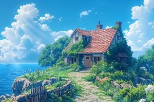 美丽海边风景小屋2880x1800电脑桌面壁纸