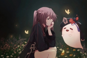 原神胡桃 小幽灵 蝴蝶 4K壁纸 3840x2160