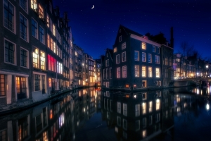 阿姆斯特丹 运河 荷兰 晚上 5K城市建筑风景壁纸