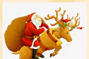 圣诞老人与驯鹿矢量素材