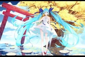 初音未来 VOCALOID 树 水 二次元动漫美少女7K壁纸