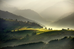 早晨山谷阳光风景图片