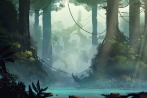 梦幻的原始森林海报背景