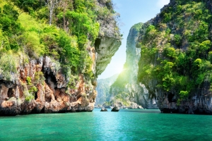 海洋 岩石 海水 树木 自然风景6k风景图片