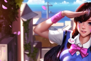 DVA,校服,守望先锋Overwatch3440x1440带鱼屏壁纸