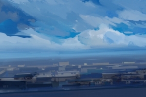 天空女孩仰望5760x1080三屏动漫壁纸