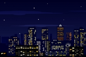 城市夜景剪影背景模板