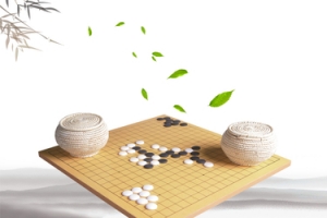 围棋绿叶中国风背景