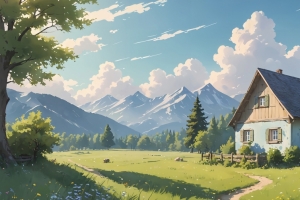 田园小屋风景 3440x1440带鱼屏壁纸