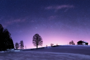 瑞士汝拉山 夜景 星空3440x1440风景壁纸