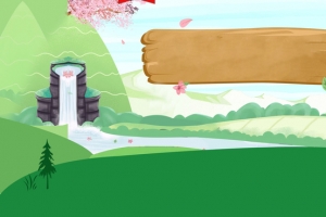 春天踏青桃花节绿地手绘绿banner