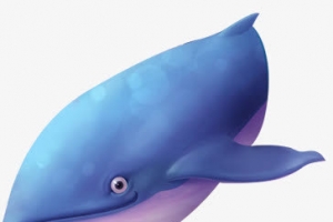 卡通蓝色海底动物鲨鱼