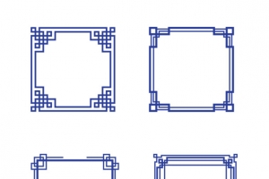 蓝色花纹矩形边框