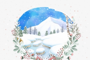 手绘雪地元素 立冬艺术字元素