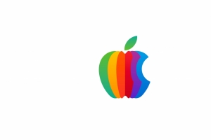 Apple彩色Logo 白色背景 6k电脑壁纸