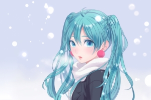 冬天 雪花 初音未来4k壁纸3840x2160