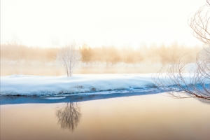 雾凇河流雪景4k壁纸