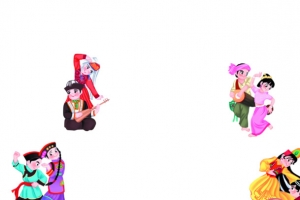 卡通民族舞蹈七夕情人节