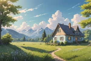 田园小屋风景 5760x1080超高清三屏壁纸