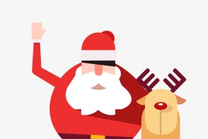 手绘矢量圣诞老人和麋鹿