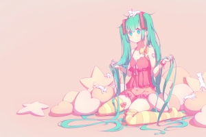 初音未来和小猫一起4k动漫壁纸3840x2160