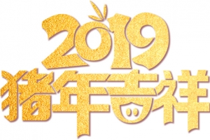 2019猪年吉祥艺术字金色金沙