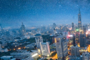 房地产夜晚全景海报背景