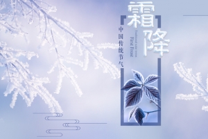 霜降浪漫清新蓝色紫色平面banner