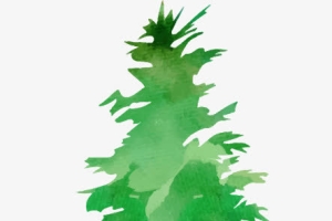 油画绿色卡通树木