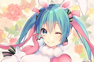 兔耳朵初音未来 miku手机壁纸