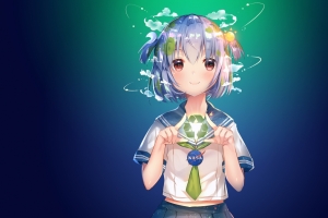 Earth-Chan 校服可爱女生4k动漫壁纸