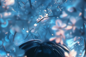花瓣女孩 景深 4K手机壁纸图片