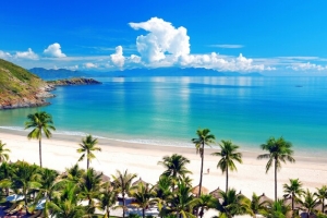 海南风光沙滩大海海报背景