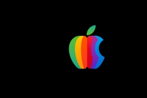 苹果Apple彩色Logo 黑色背景 6k电脑桌面壁纸