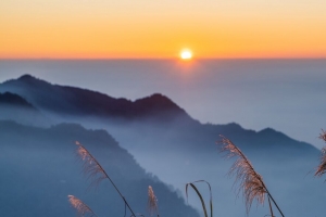 草 丘陵 雾 地平线 日出 4k壁纸 3840x2160