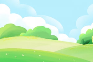 春天草地植物白云清新手绘风景3440x1440带鱼屏壁纸