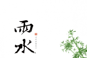 雨水艺术字手绘植物元素图