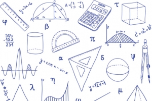 卡通蓝色数学工具公式函数曲线