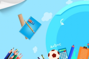 简约蓝色卡通春季开学季促销banner