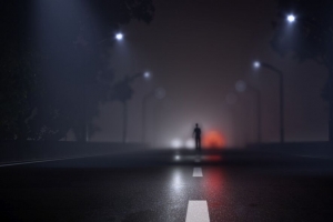 3840x2160 剪影 道路 雾 模糊 标记 艺术壁纸 背景