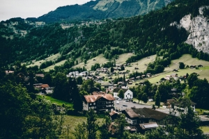 村庄 山脉 俯视 lauterbrunnen 瑞士 4k壁纸 3840x2160