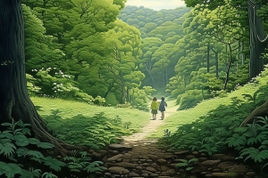 剪影 森林 路径 树 草 艺术 4k壁纸 3840x2160
