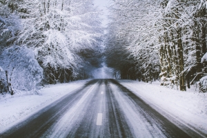 雪景 树 道路 5k风景壁纸